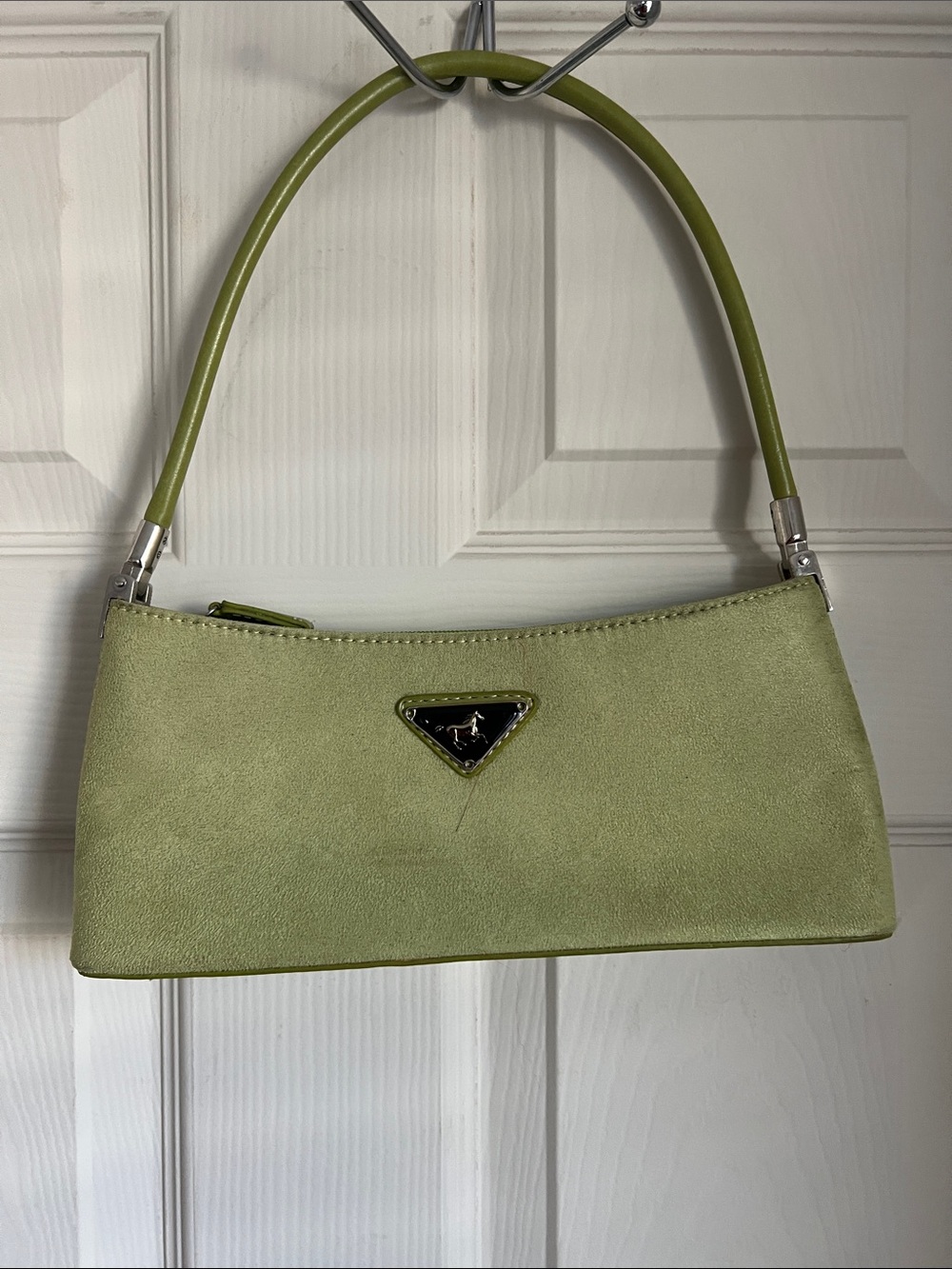 Light Green Mini Shoulder Bag with Triangular Logo
